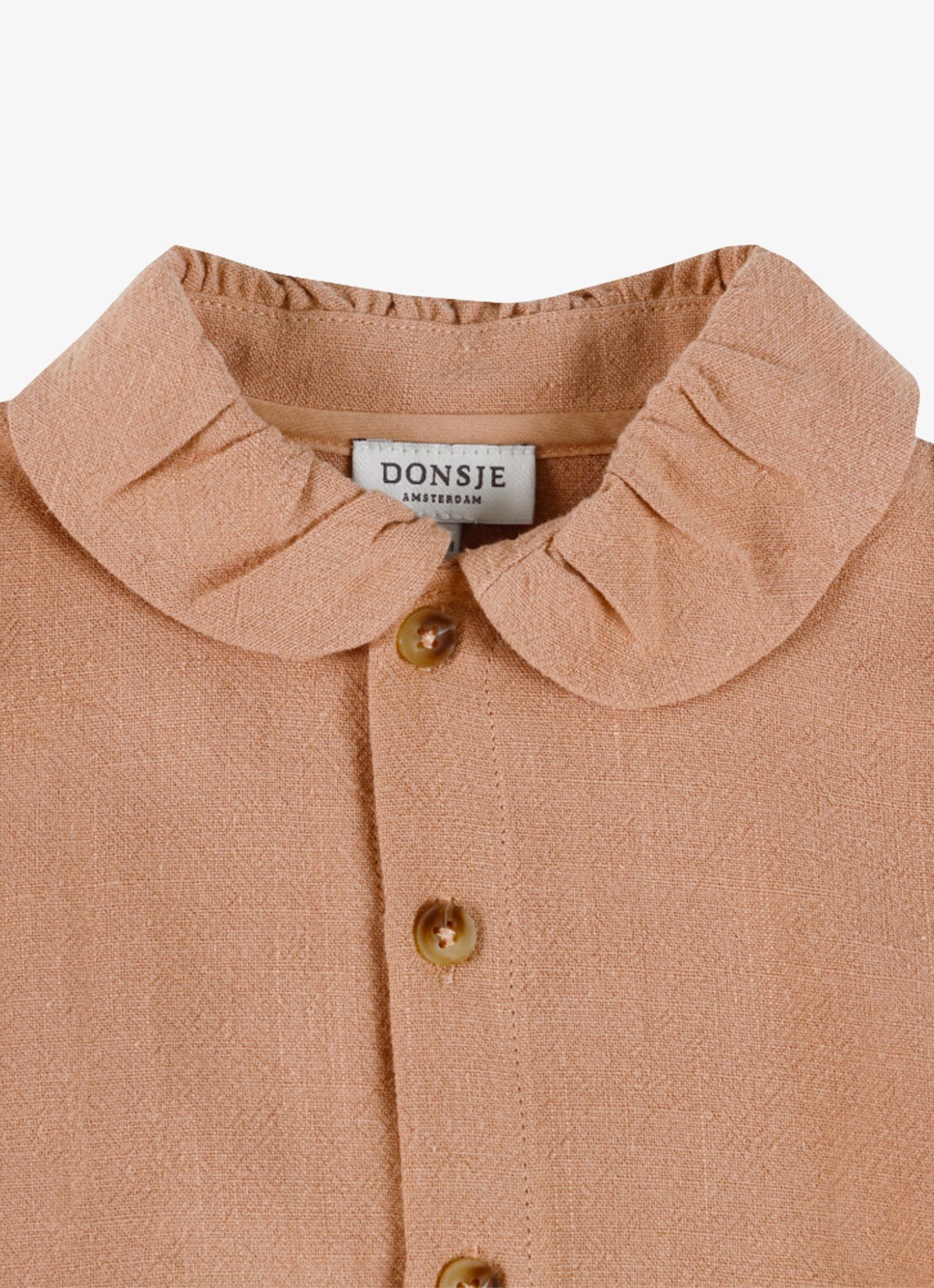 Donsje Amsterdam Winnie blouse met pofmouw - detail 7 lichtbruin