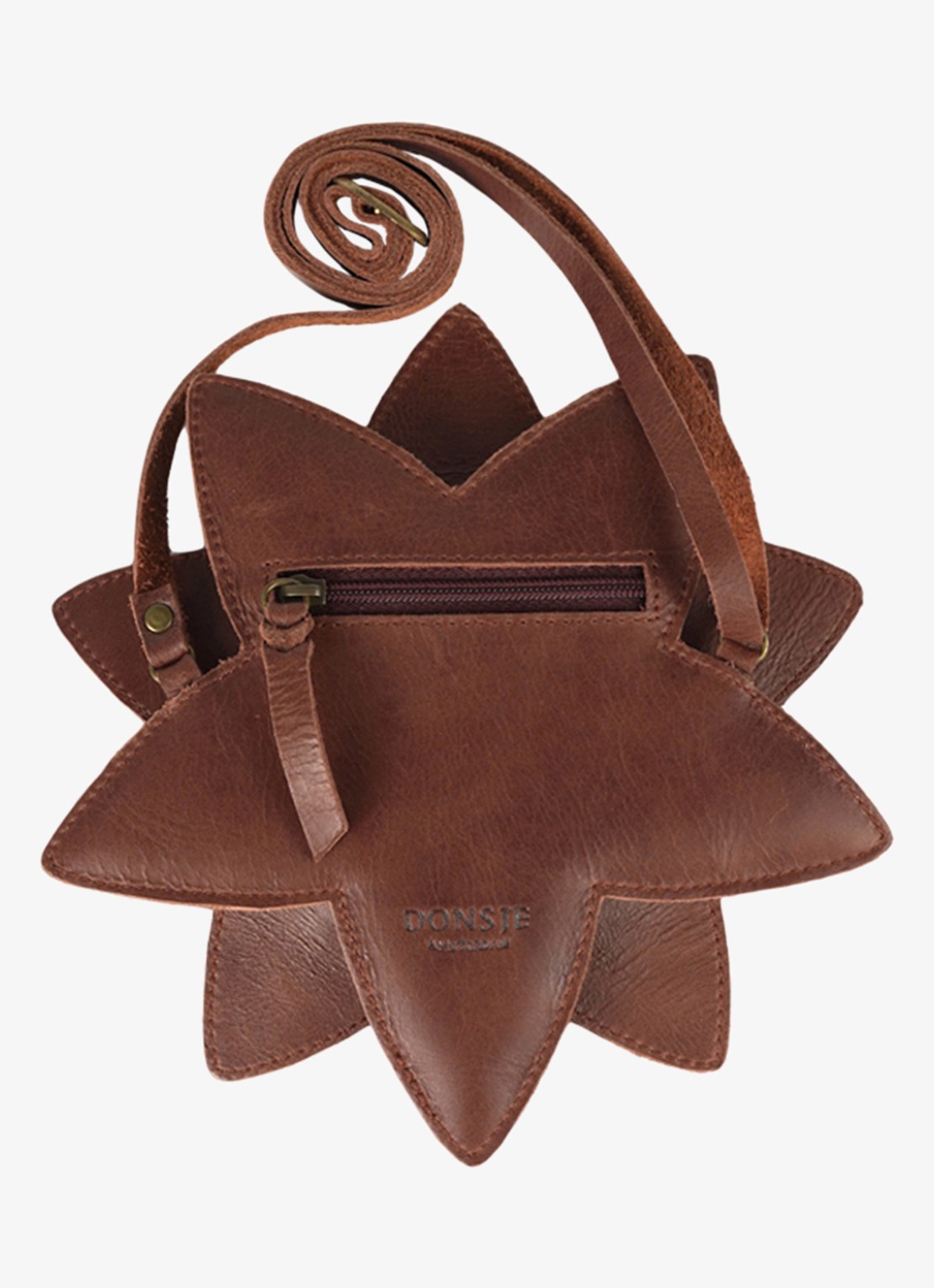 Donsje Amsterdam Wonda Winter Flower crossbodytas van leer - detail 4 bordeauxrood