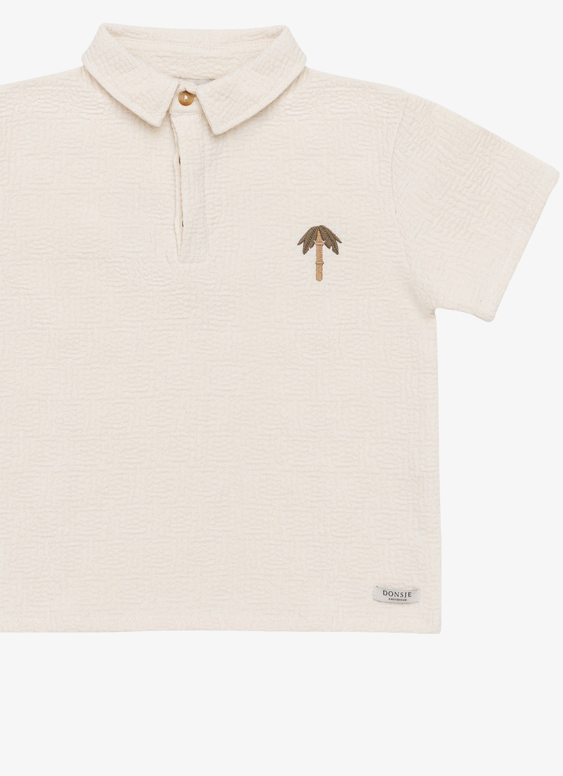 Donsje Amsterdam Wouti Palm Tree polo met structuur - detail 4 wit