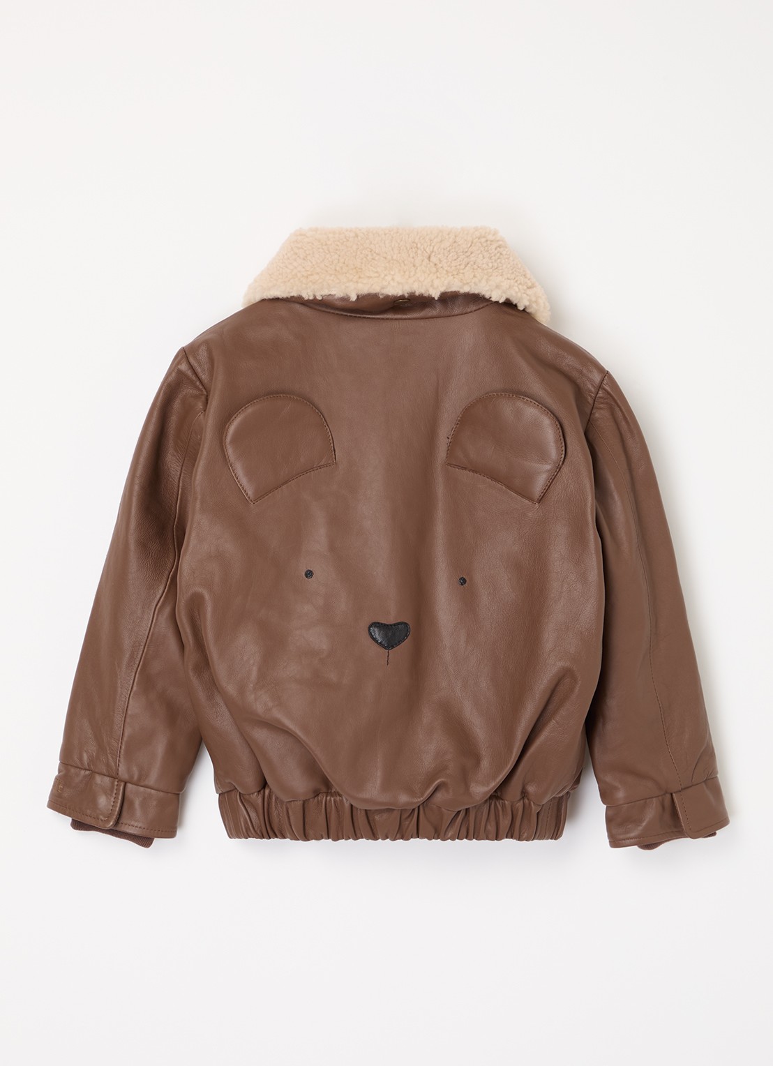 Donsje Amsterdam Yuki bomberjack van geitenleer met afneembare teddy kraag - achterkant 3 cognac