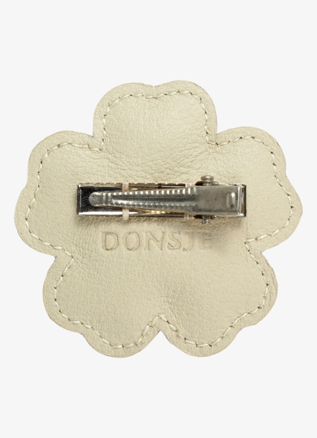 Donsje Amsterdam Zaza Fields White Buttercup haarclip van leer - achterkant ivoor