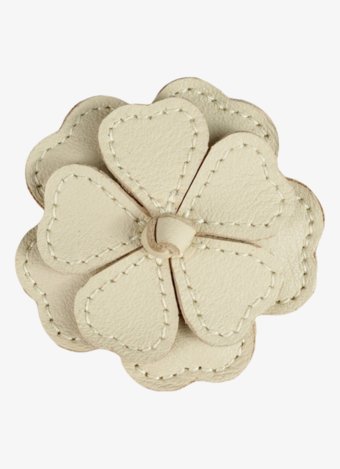 Donsje Amsterdam Zaza Fields White Buttercup haarclip van leer - voorkant 2 ivoor