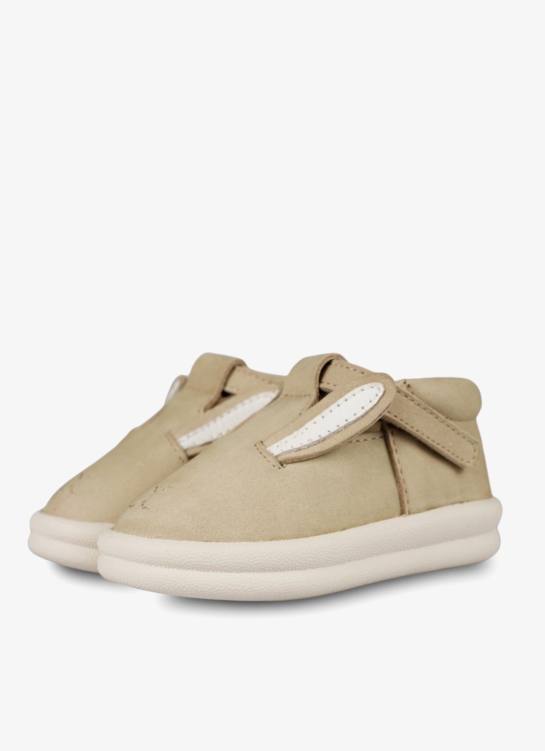 Donsje Amsterdam Zazo Classic Bunny babyschoentje van leer - voorkant 4 taupe