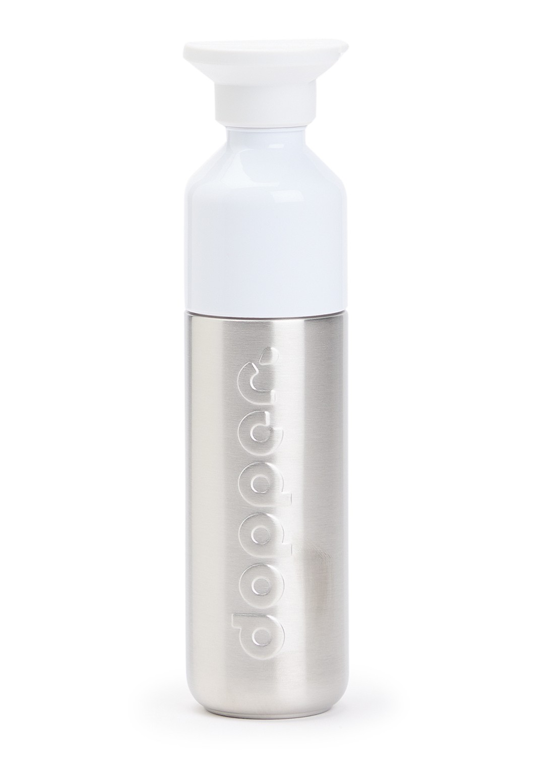Dopper Steel x Flip Straw waterfles 49 cl - voorkant zilver