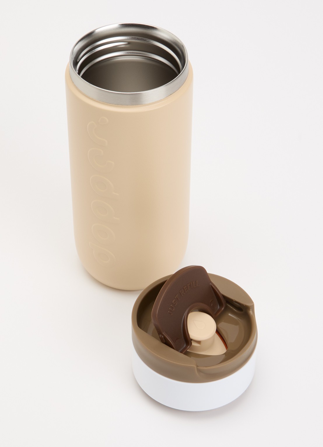 Dopper Travel thermosfles 40 cl  - voorkant 2 lichtbruin