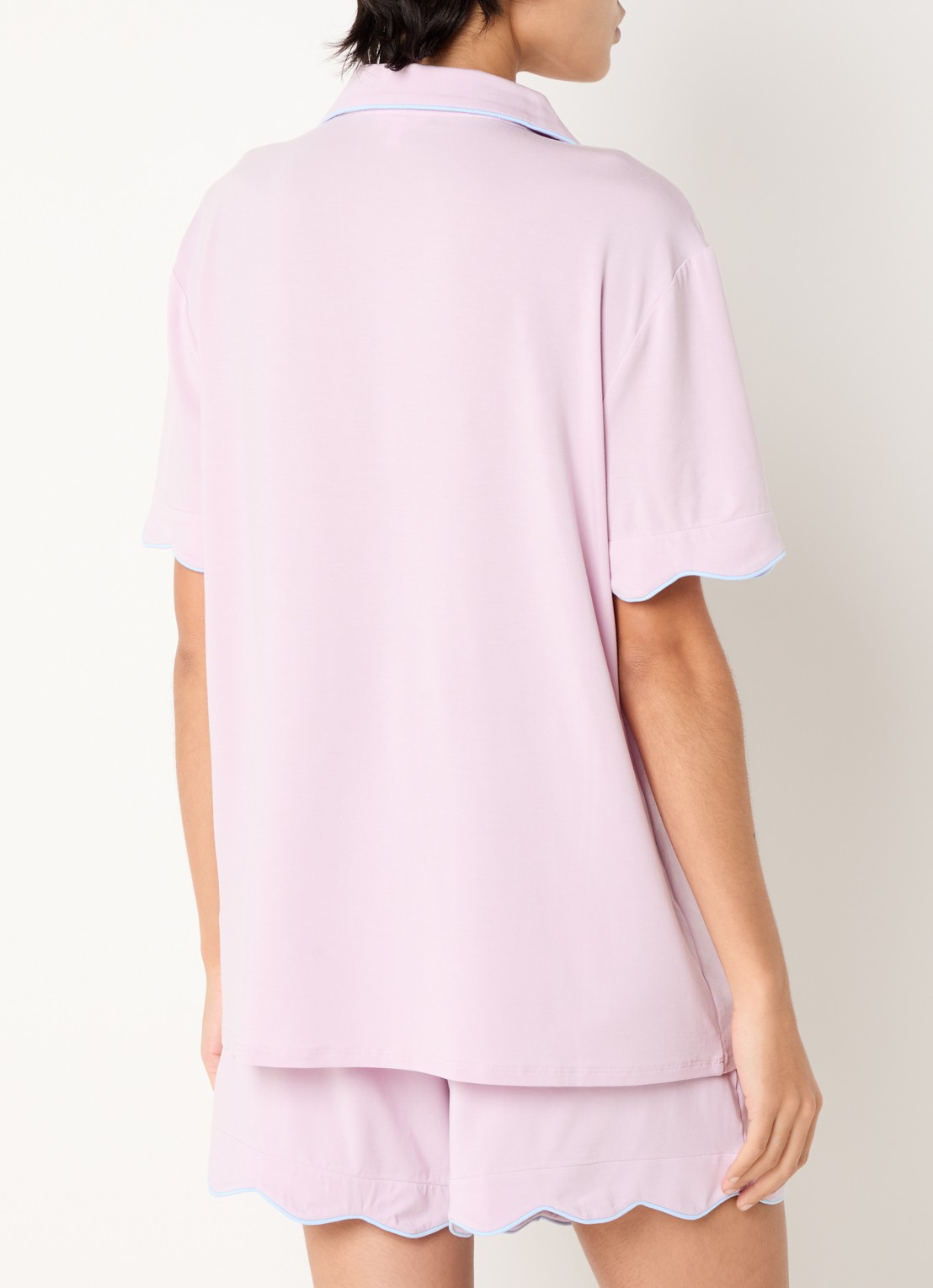Dore & Rose Pyjamaset met contrasterende bies - achterkant 4 lichtroze