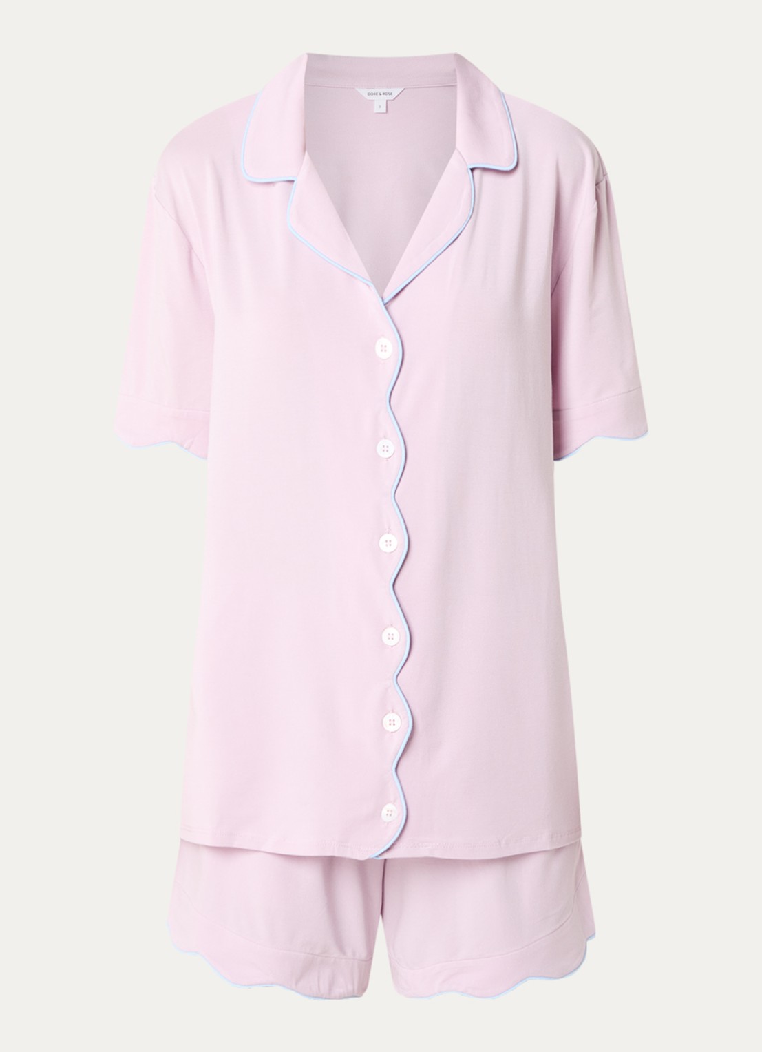 Dore & Rose Pyjamaset met contrasterende bies - voorkant 2 lichtroze