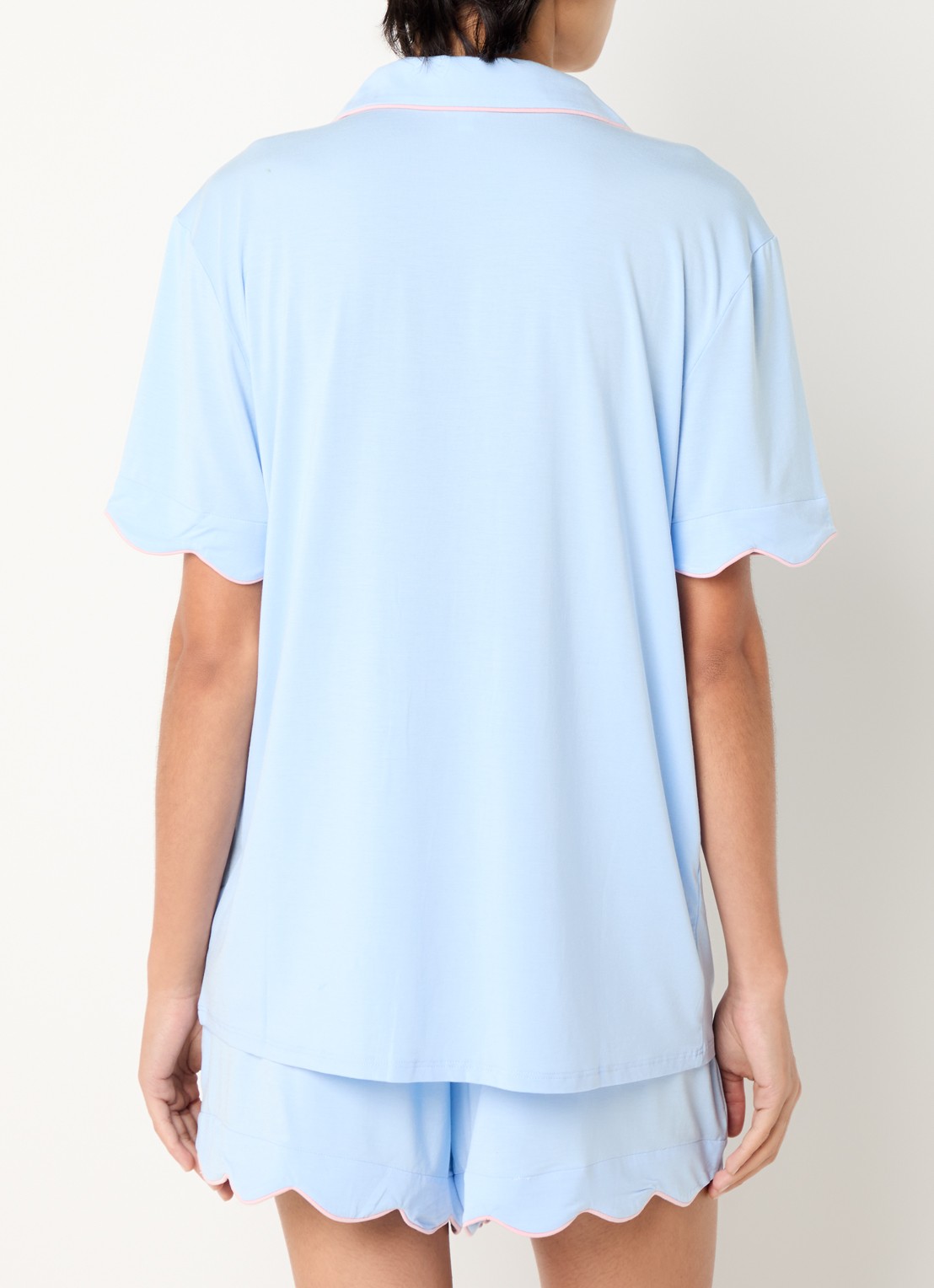 Dore & Rose Pyjamaset met contrasterende bies - achterkant 4 lichtblauw
