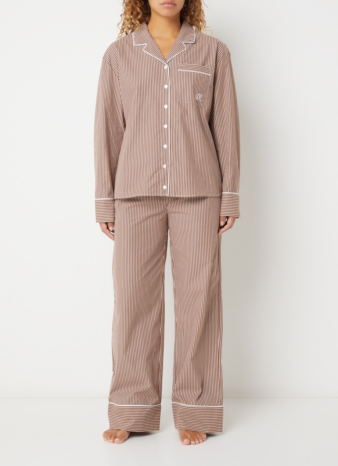 Dore & Rose Pyjamaset van katoen - detail donkerbruin