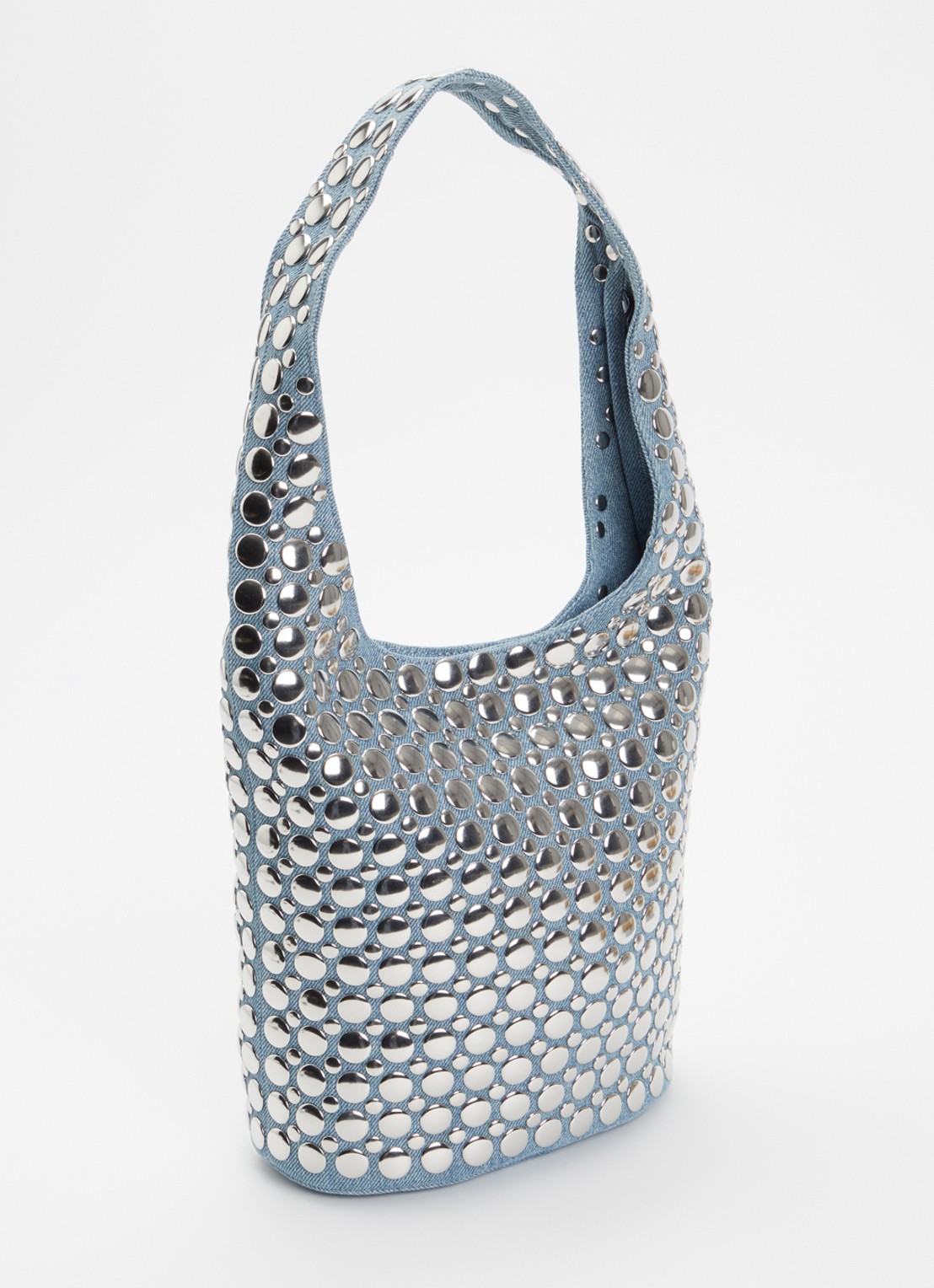 DOTTHZ The Dante schoudertas van denim met studs - achterkant lichtblauw
