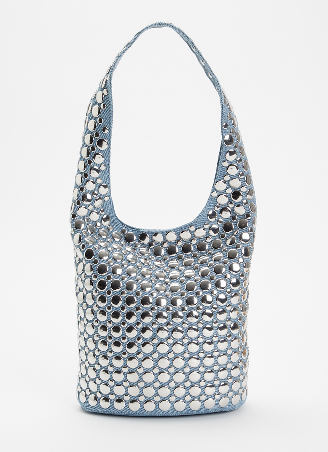 DOTTHZ The Dante schoudertas van denim met studs - voorkant 2 lichtblauw