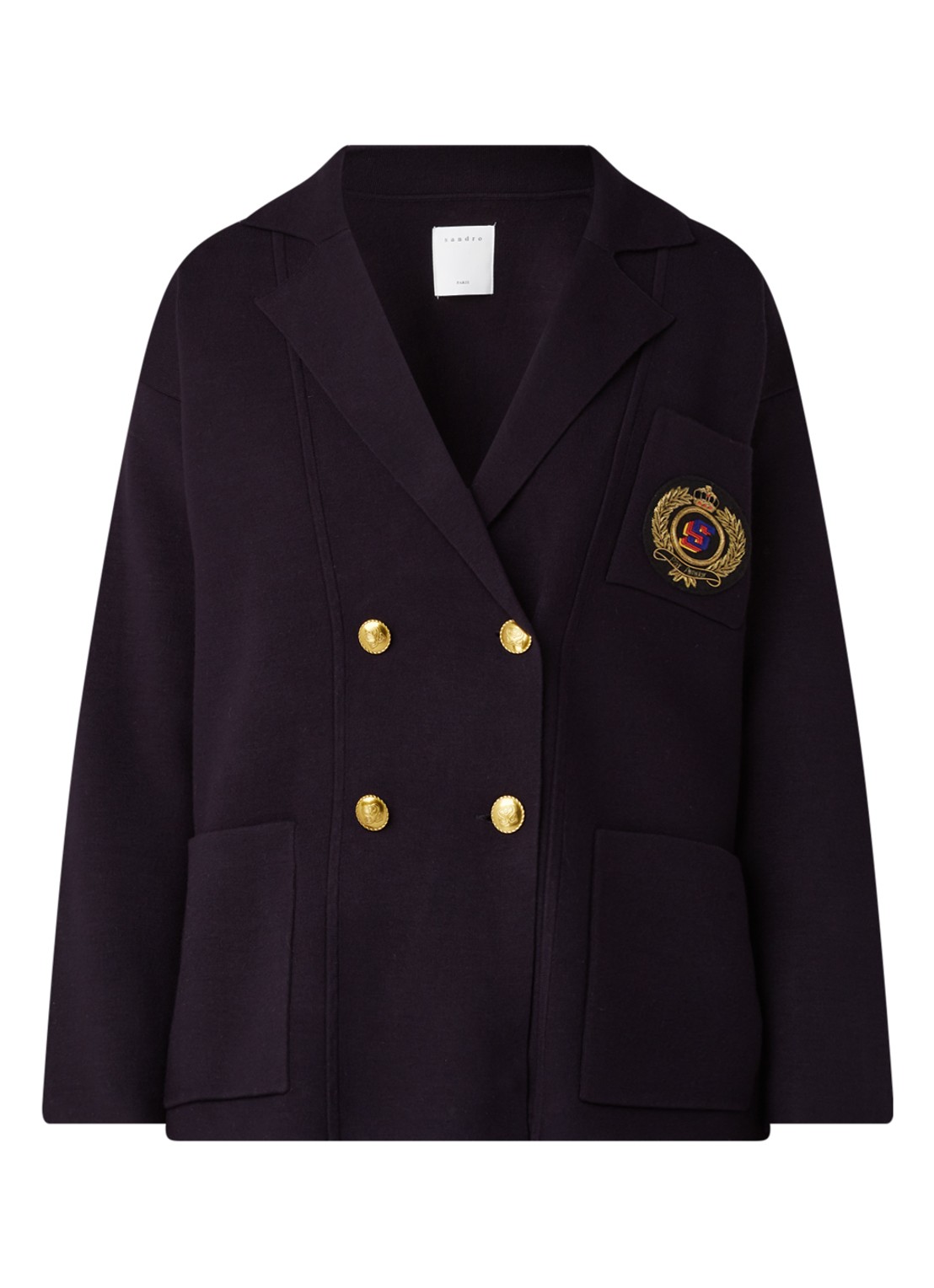 Double-breasted vest met blazer look - voorkant 3 donkerblauw