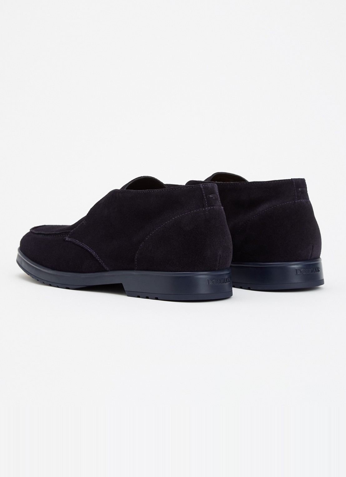 Doucal's Chukka Adler Elast Visone slip-on van kalfssuède - achterkant 4 donkerblauw