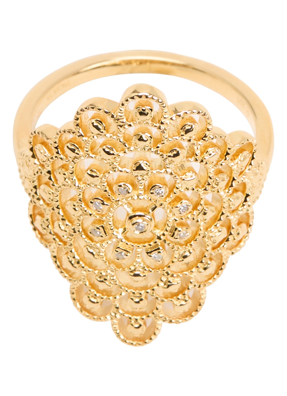 DPT Antwerp Blessed diamanten ring verguld - voorkant goud