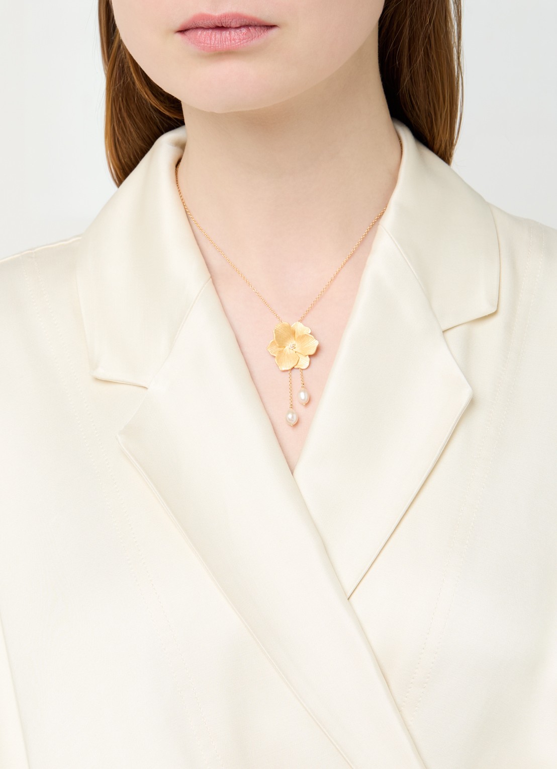 DPT Antwerp Jasmine diamanten ketting verguld - voorkant 6 goud