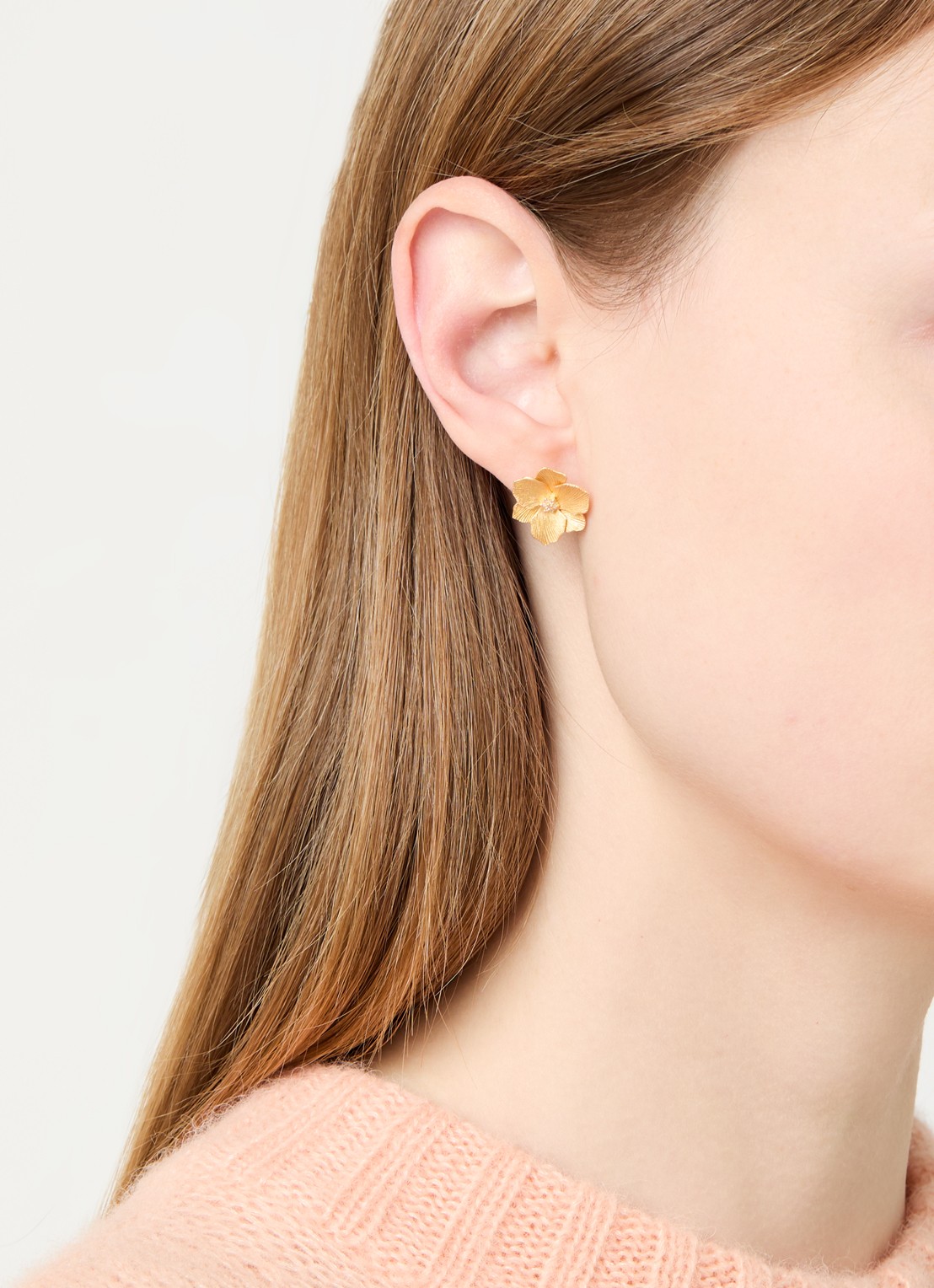 DPT Antwerp Jasmine Small diamanten oorknopjes verguld - voorkant 2 goud
