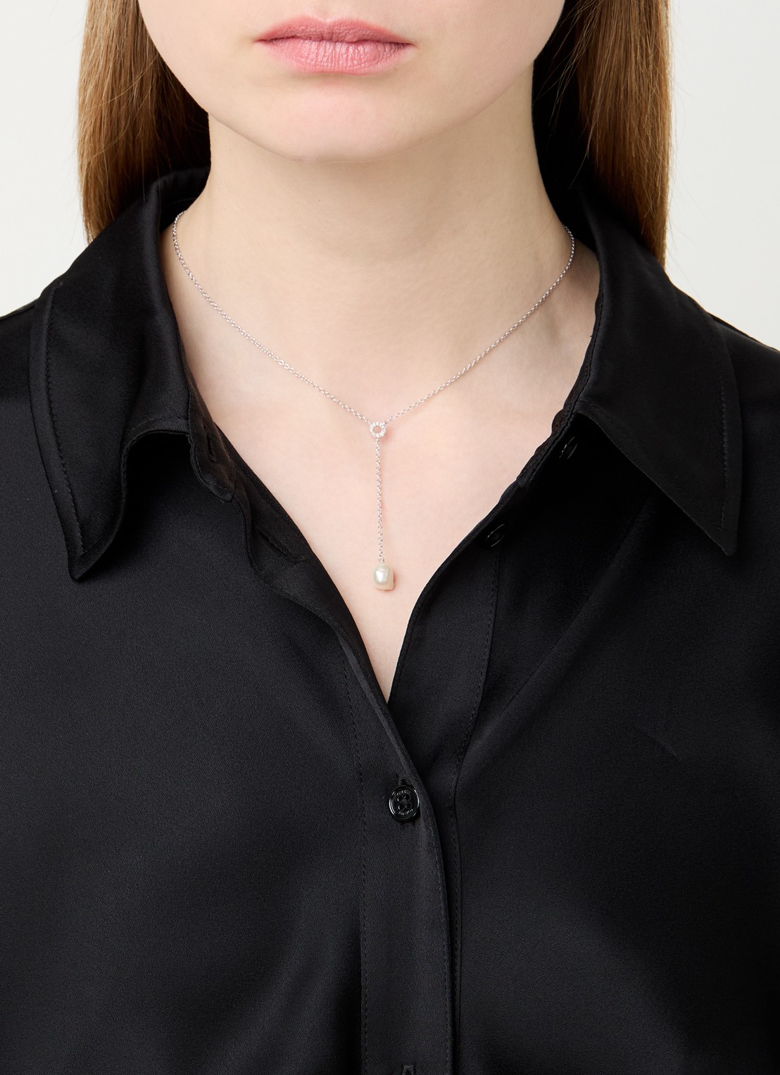 DPT Antwerp Lucy diamanten ketting van zilver - voorkant 2 zilver