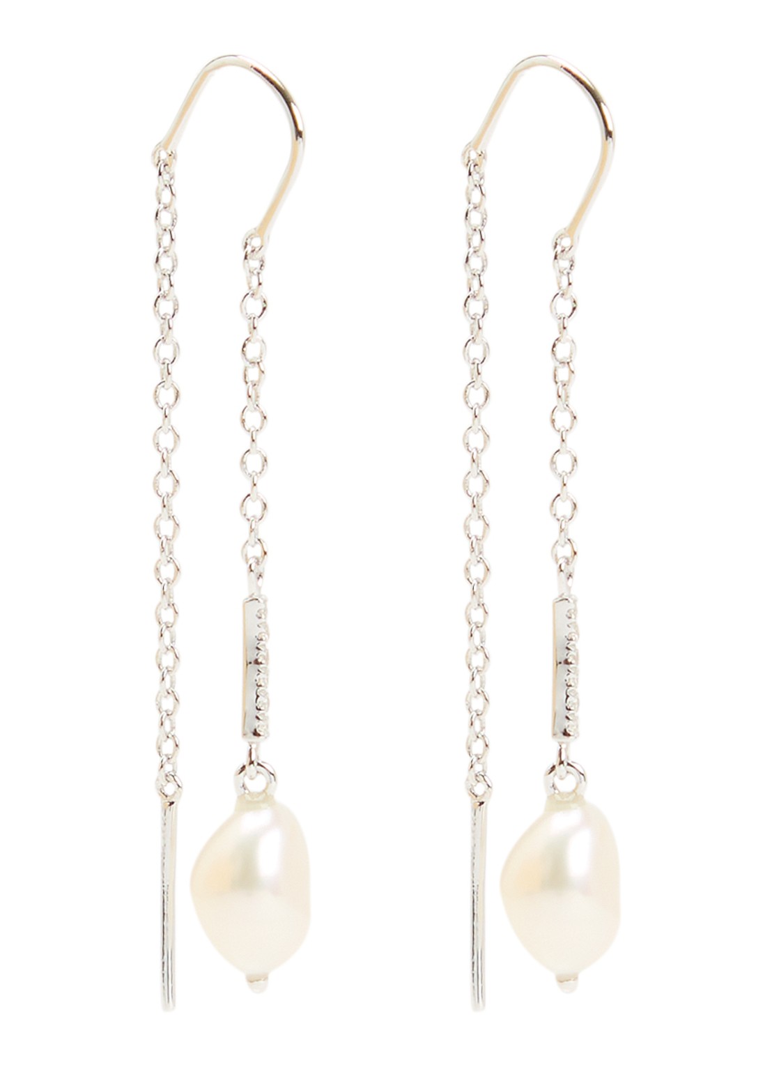 DPT Antwerp Lucy diamanten oorhangers van zilver - voorkant zilver