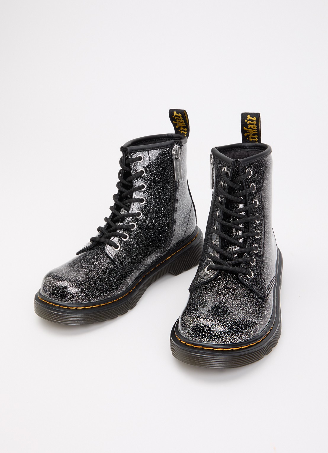 Dr. Martens 1460 Junior veterboot met glitter - voorkant 2 antraciet