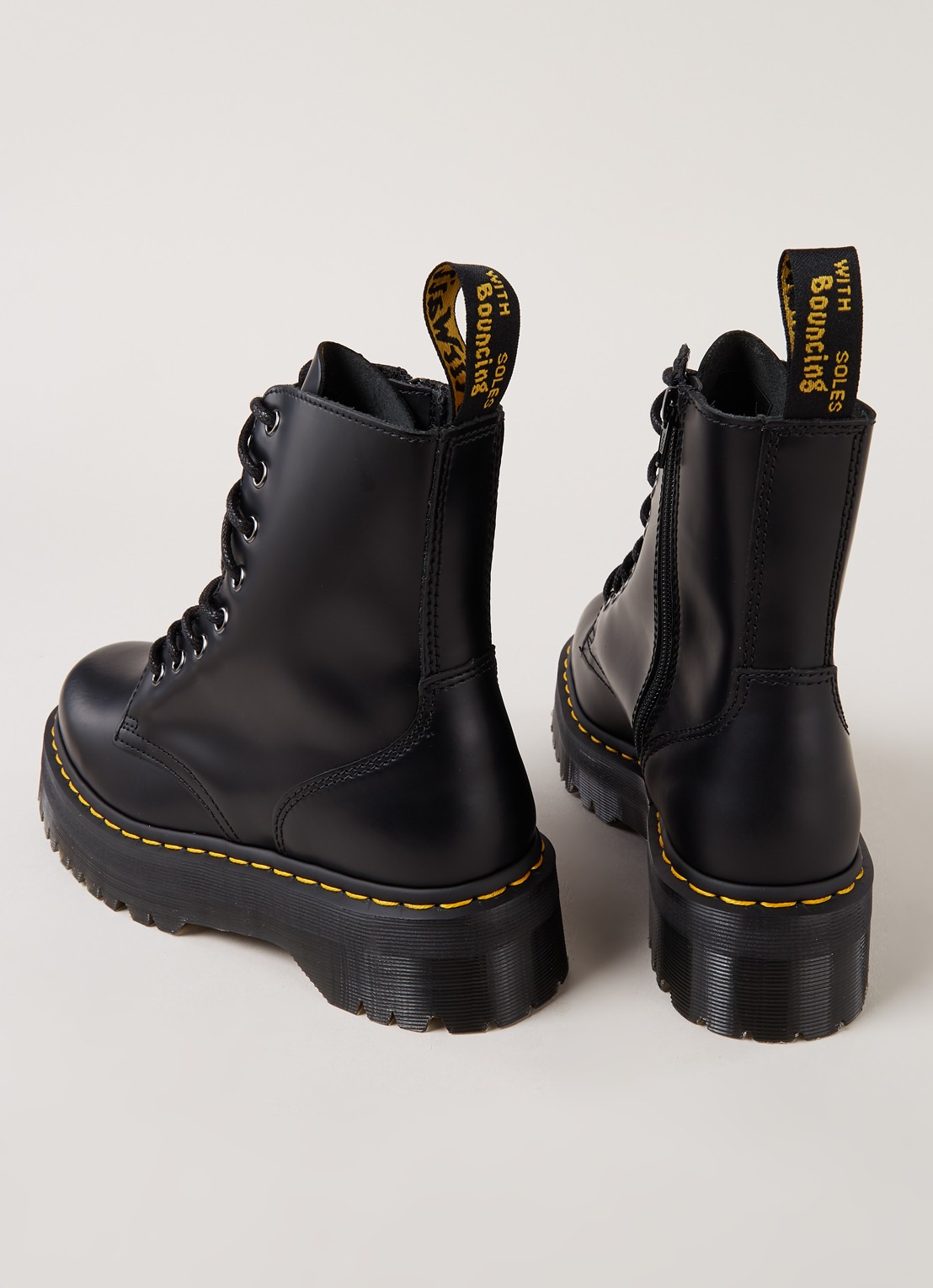 Dr. Martens Jadon biker boot van leer - detail zwart