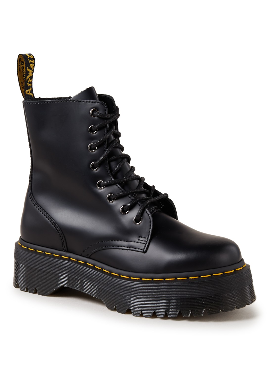 Dr. Martens Jadon biker boot van leer - voorkant 5 zwart