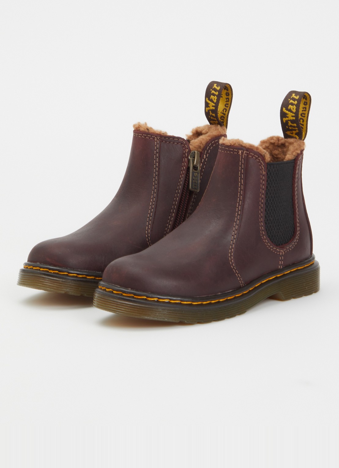 Dr. Martens Leonore T chelsea boot van leer - voorkant 3 donkerbruin