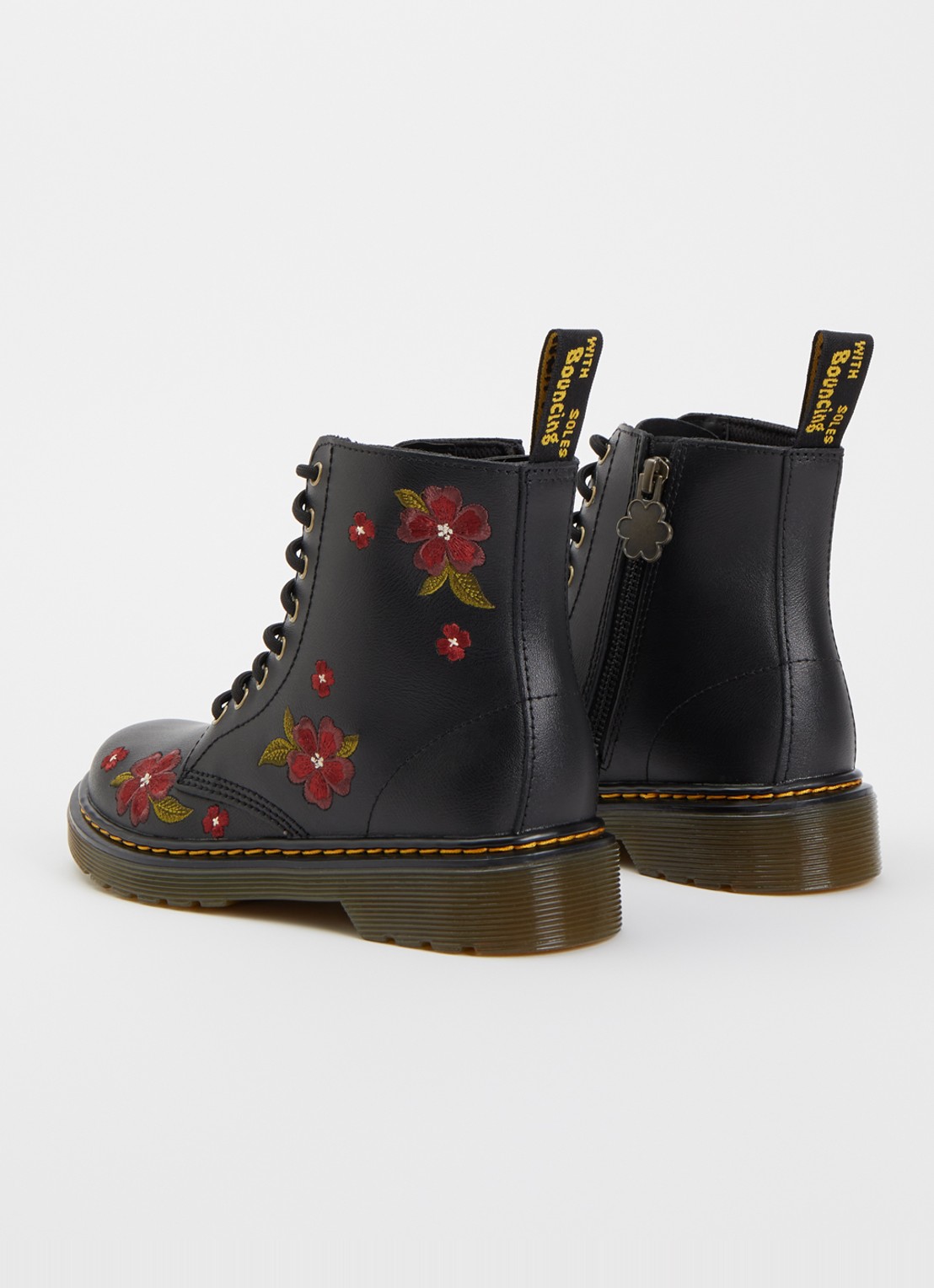 Dr. Martens Pascal veterboot van leer met borduring - achterkant 4 zwart