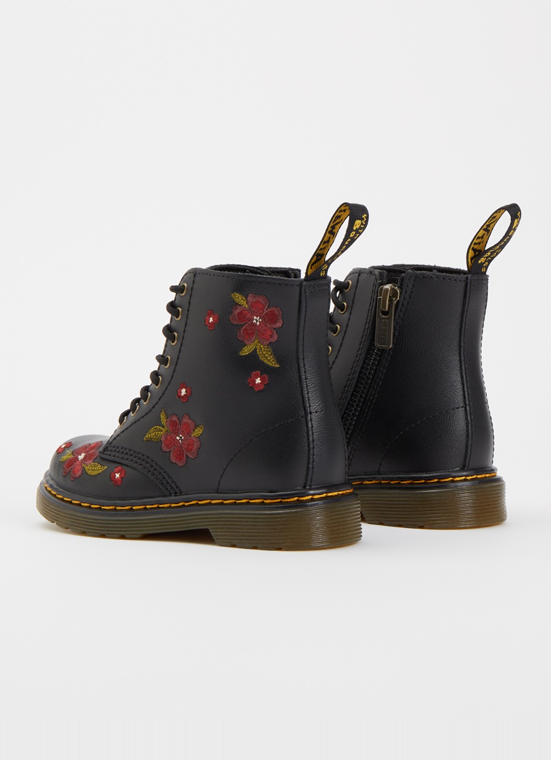 Dr. Martens Pascal veterboot van leer met borduring - achterkant 4 zwart