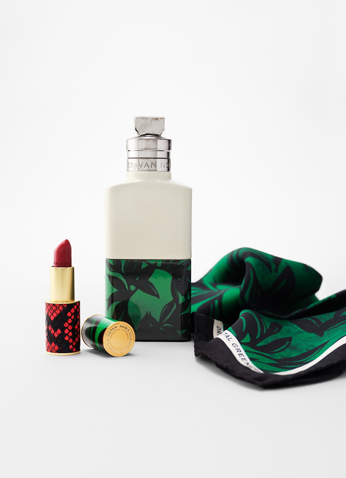 Dries Van Noten Foulard Santal Greenery - zijden sjaal 75 x75 cm - achterkant 4 santal greenery