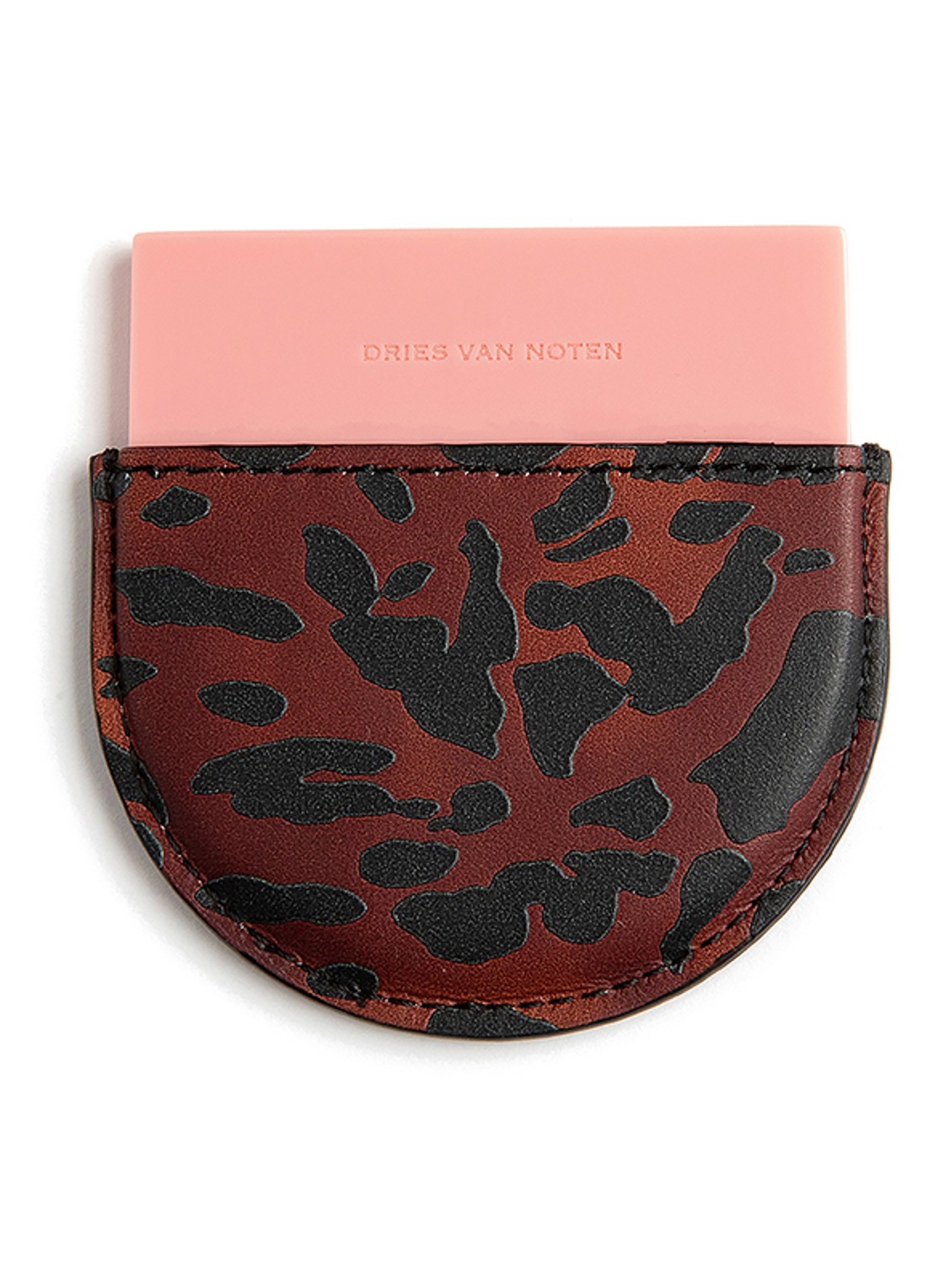 Dries Van Noten Mirror Pink - zakspiegel met kalfsleren etui - voorkant pink