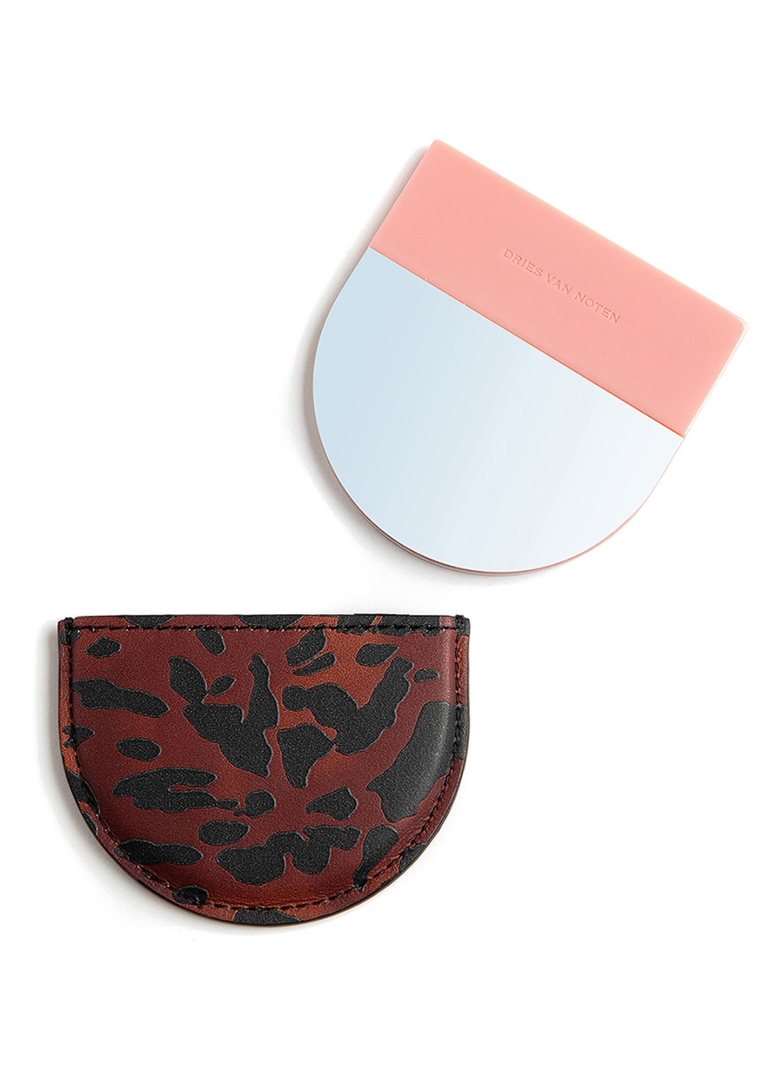Dries Van Noten Mirror Pink - zakspiegel met kalfsleren etui - voorkant 2 pink