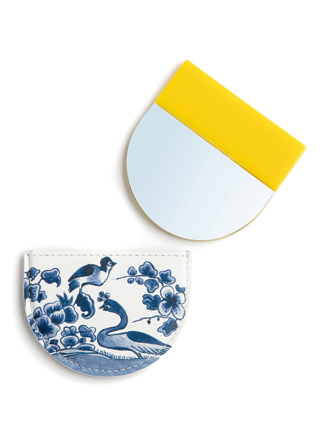 Dries Van Noten Mirror Yellow - zakspiegel met kalfsleren etui - voorkant 2 yellow