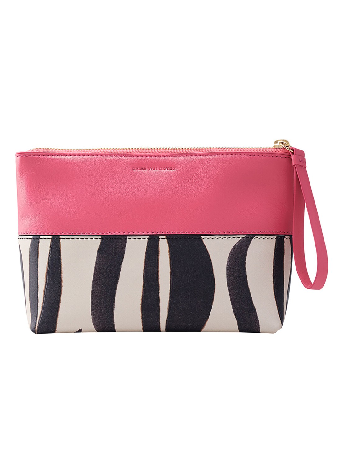 Dries Van Noten Pochette Pink - make-up tas van kalfsleer - voorkant pink