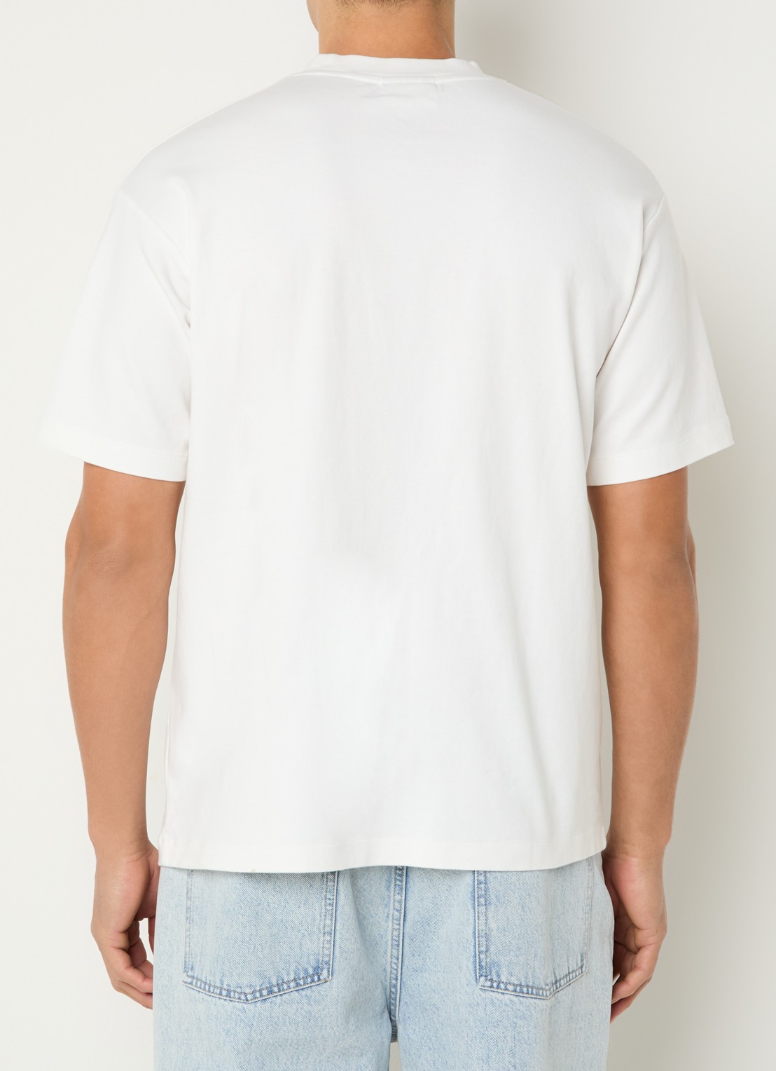 Drôle de Monsieur Café T-shirt met logoprint - achterkant gebroken wit