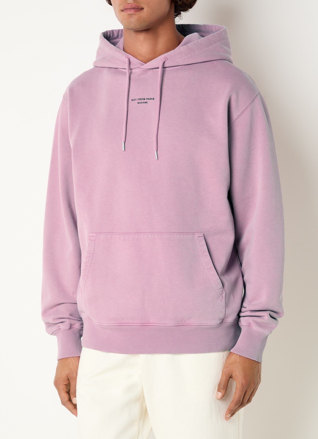 Drôle de Monsieur Classic Slogan hoodie met logo - detail oudroze