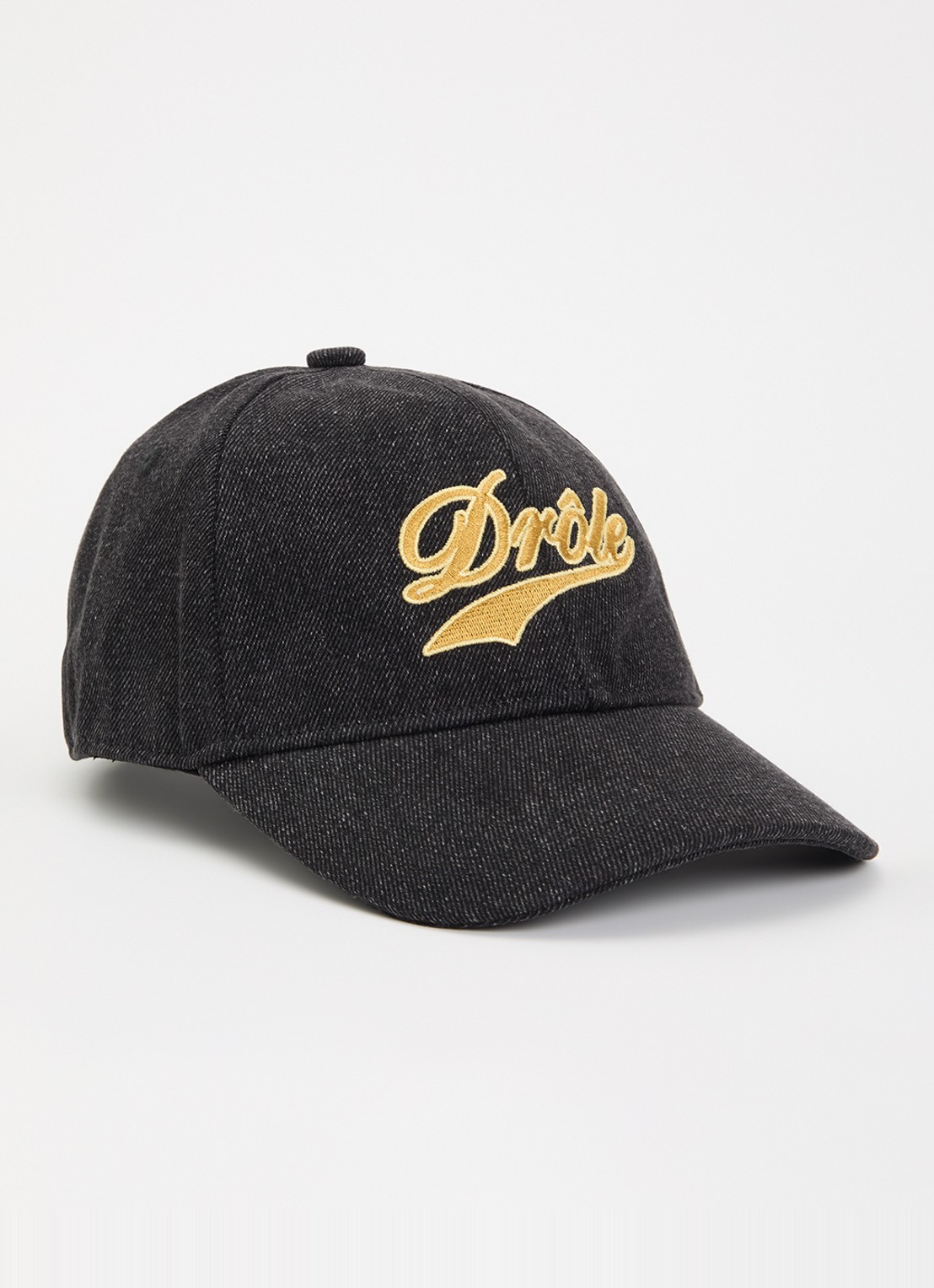 Drôle de Monsieur Drôle pet van denim met borduring  - voorkant 2 zwart