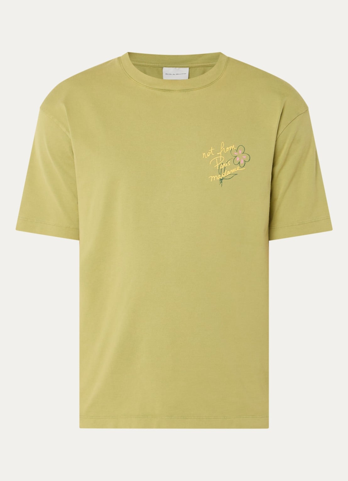 Drôle de Monsieur Equisse T-shirt logo- en backprint - voorkant khaki