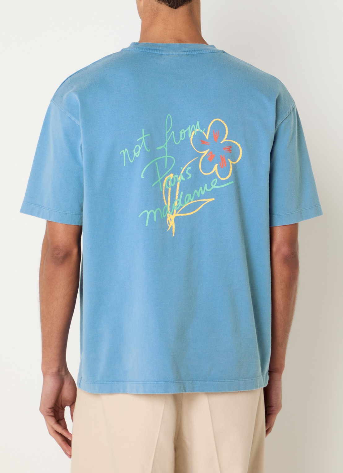 Drôle de Monsieur Equisse T-shirt logo- en backprint - detail 3 blauwgrijs