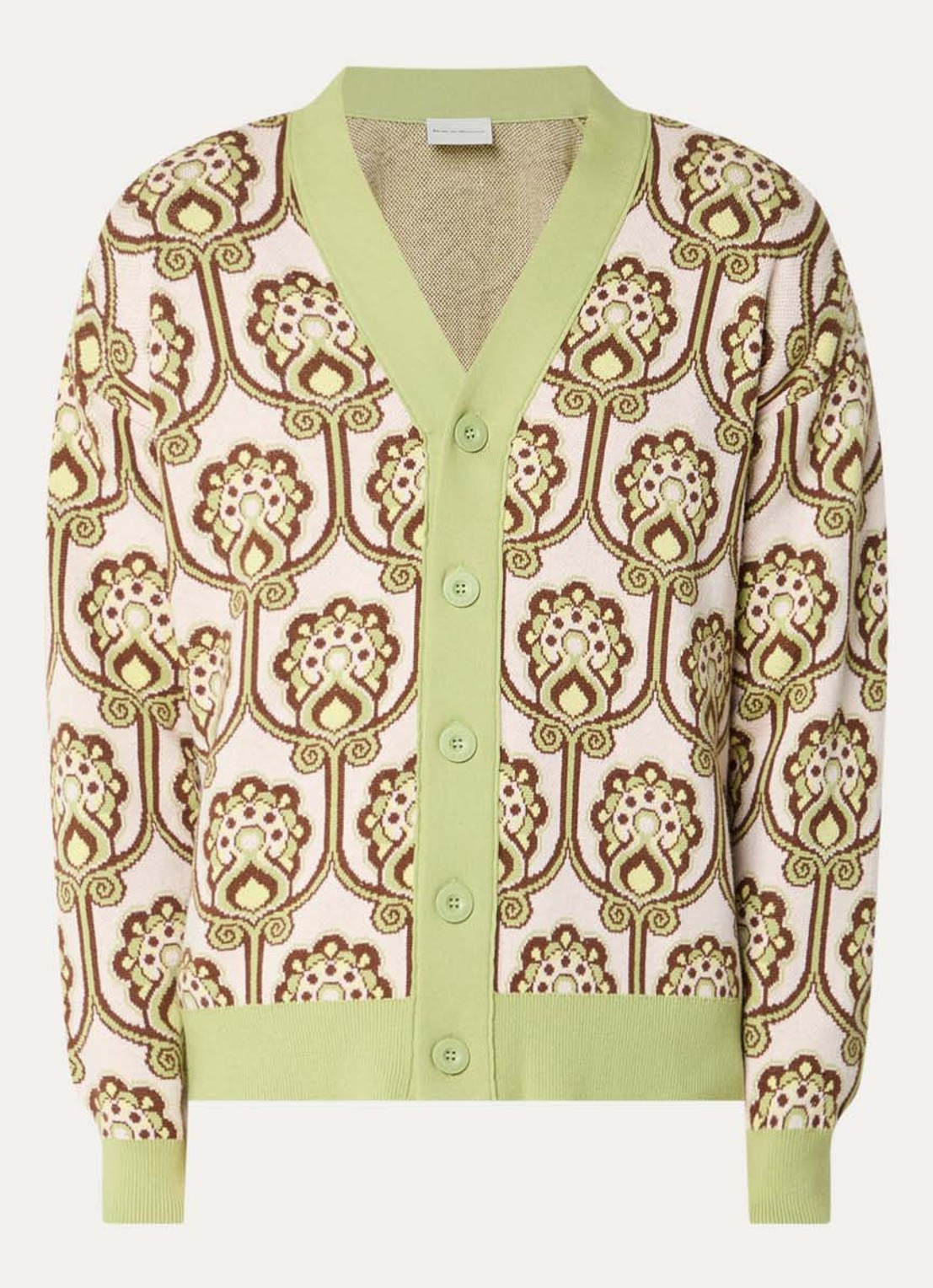 Drôle de Monsieur Fijngebreid vest met ingebreid patroon - voorkant lichtroze