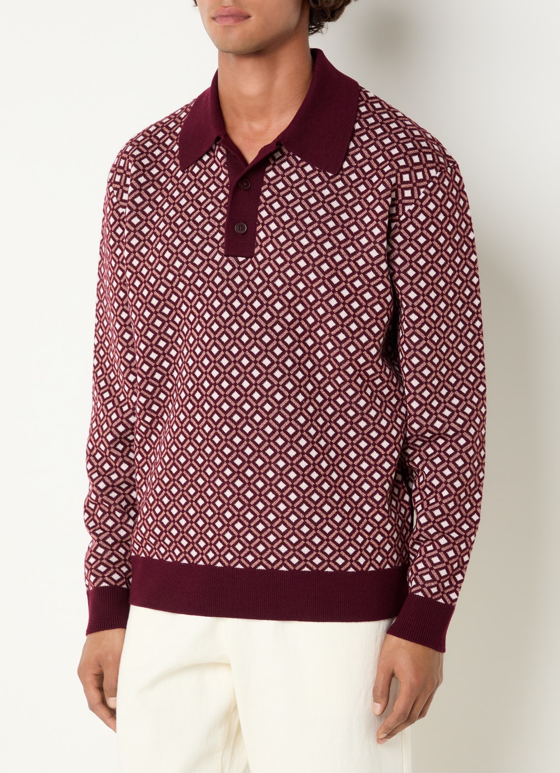 Drôle de Monsieur Fijngebreide trui in wolblend met lurex en polokraag - detail 4 roodbruin