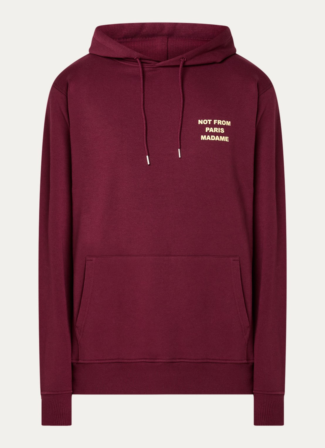 Drôle de Monsieur Hoodie met borduring  - voorkant donkerrood