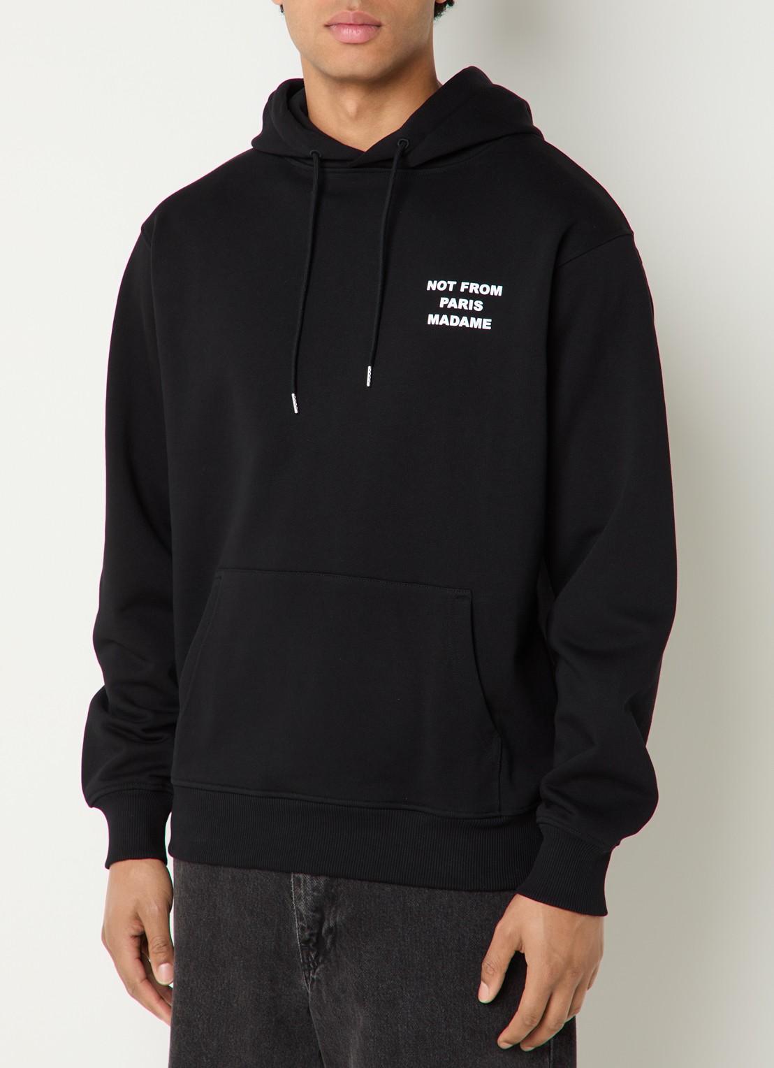 Drôle de Monsieur Hoodie met front- en backprint - achterkant zwart