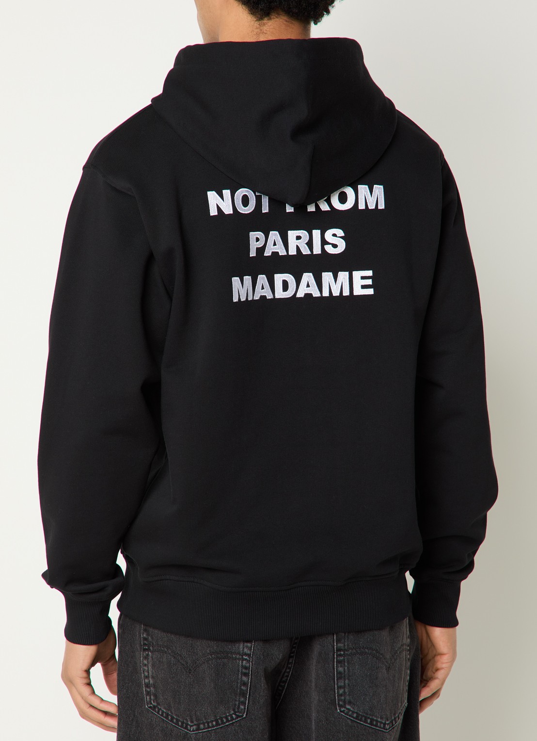 Drôle de Monsieur Hoodie met front- en backprint - detail 2 zwart