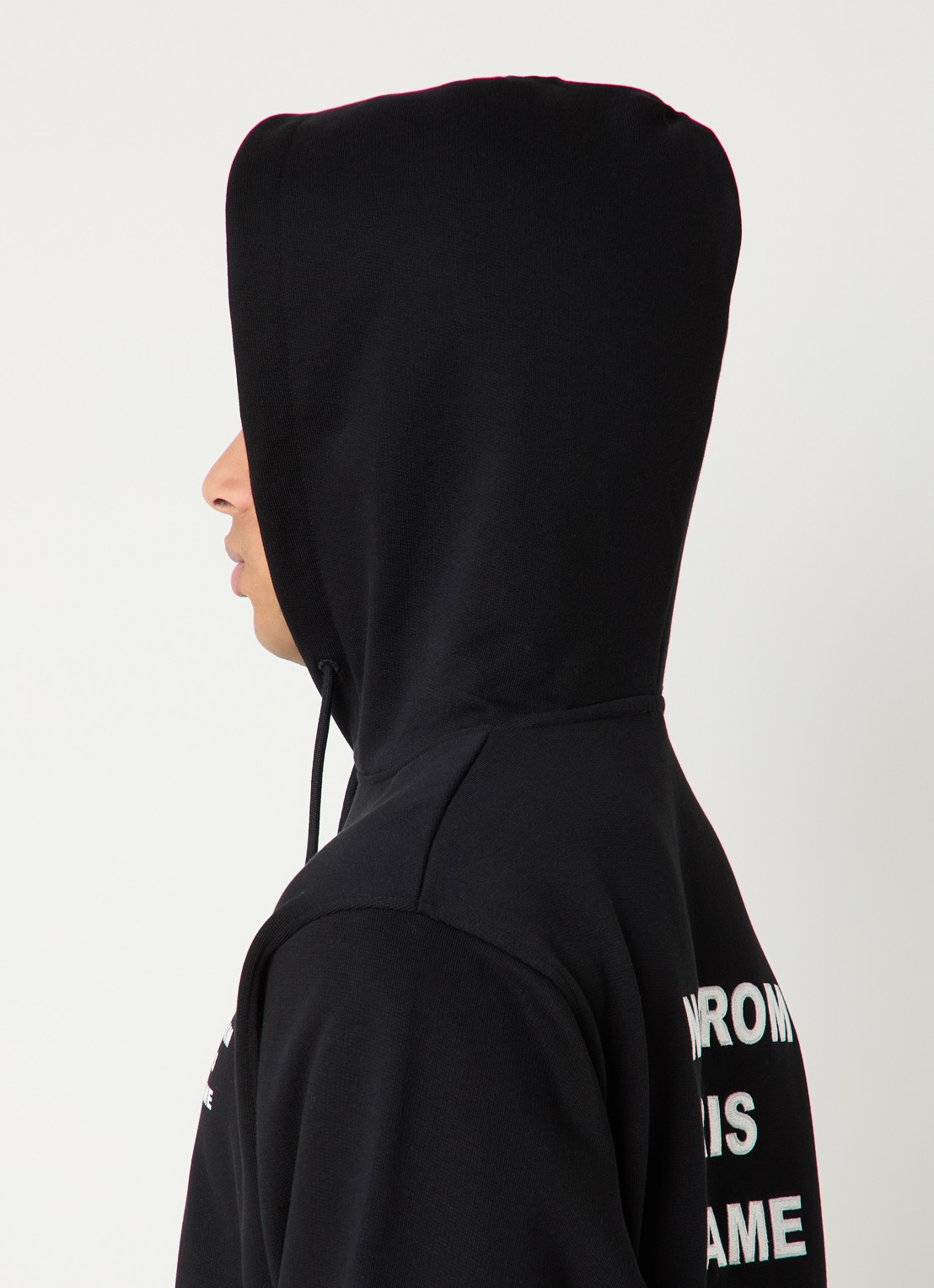 Drôle de Monsieur Hoodie met front- en backprint - detail 3 zwart