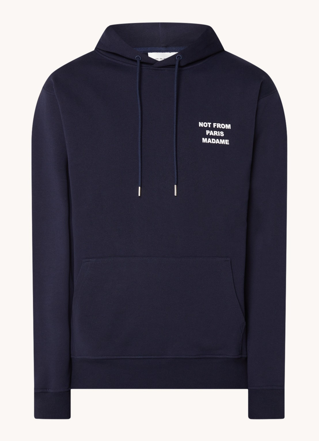 Drôle de Monsieur Hoodie met front- en backprint - voorkant 4 donkerblauw