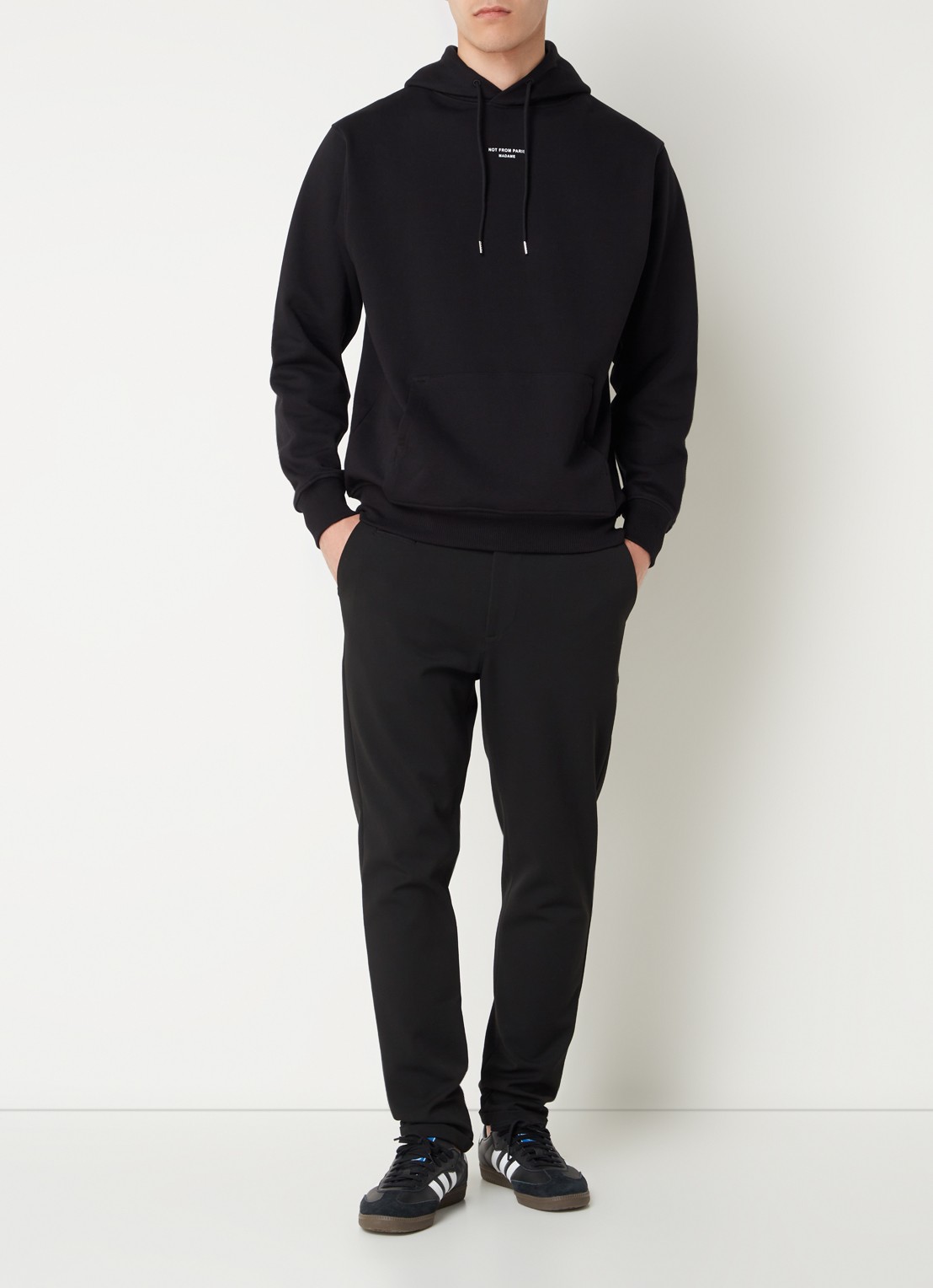 Drôle de Monsieur Hoodie met stretch - voorkant 5 zwart