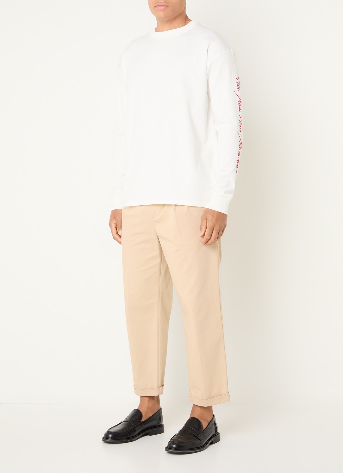 Drôle de Monsieur Longsleeve met ronde hals - voorkant 2 gebroken wit