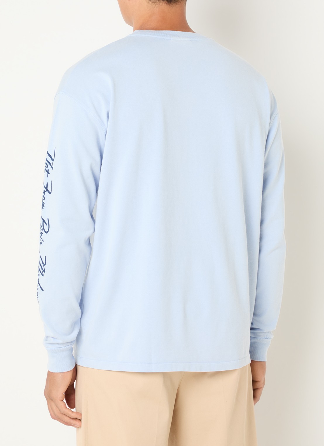 Drôle de Monsieur Longsleeve met ronde hals - achterkant 2 lichtblauw