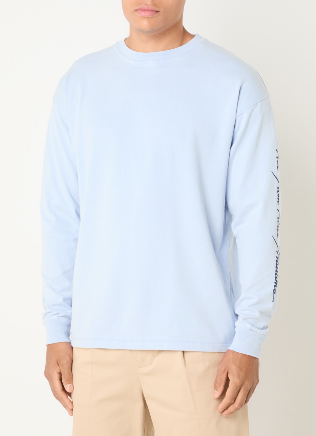 Drôle de Monsieur Longsleeve met ronde hals - detail lichtblauw