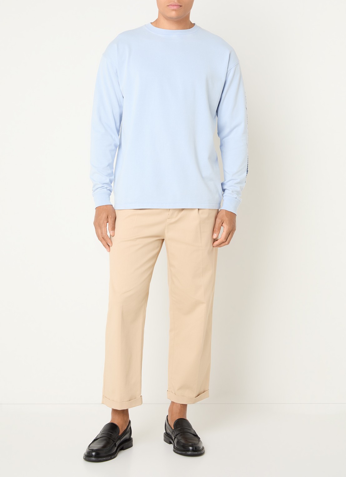 Drôle de Monsieur Longsleeve met ronde hals - voorkant 4 lichtblauw